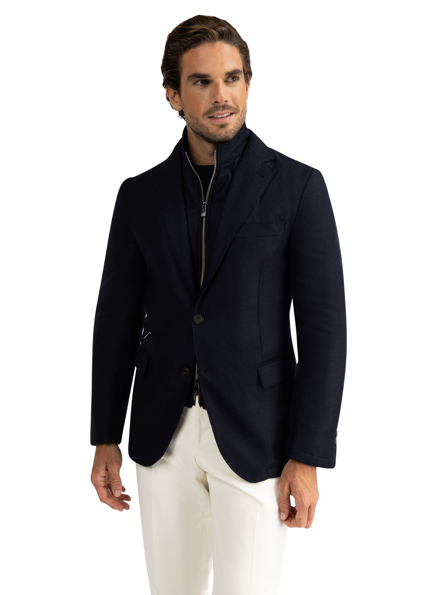 Jas met uitneembare kraag | BLUE NAVY