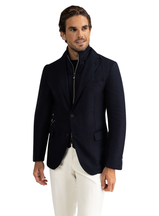 Jas met uitneembare kraag | BLUE NAVY