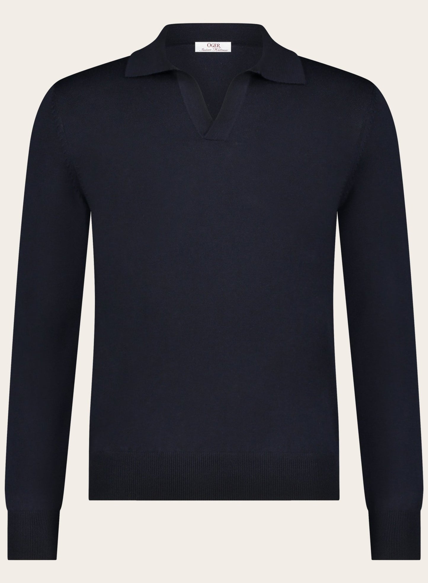 Cashmere lange mouwen polo | BLUE NAVY