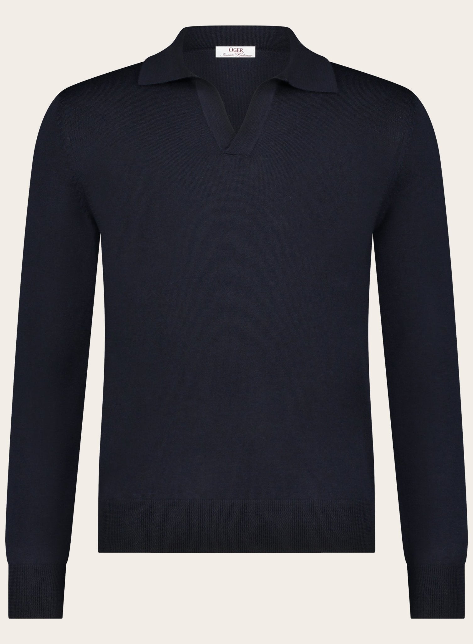 Cashmere lange mouwen polo | BLUE NAVY