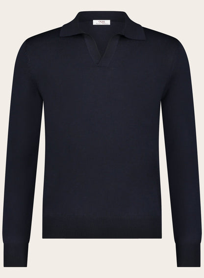 Cashmere lange mouwen polo | BLUE NAVY