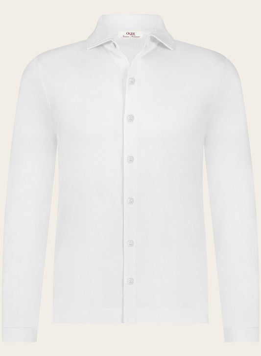 Lange mouw polo cardigan | Wit 