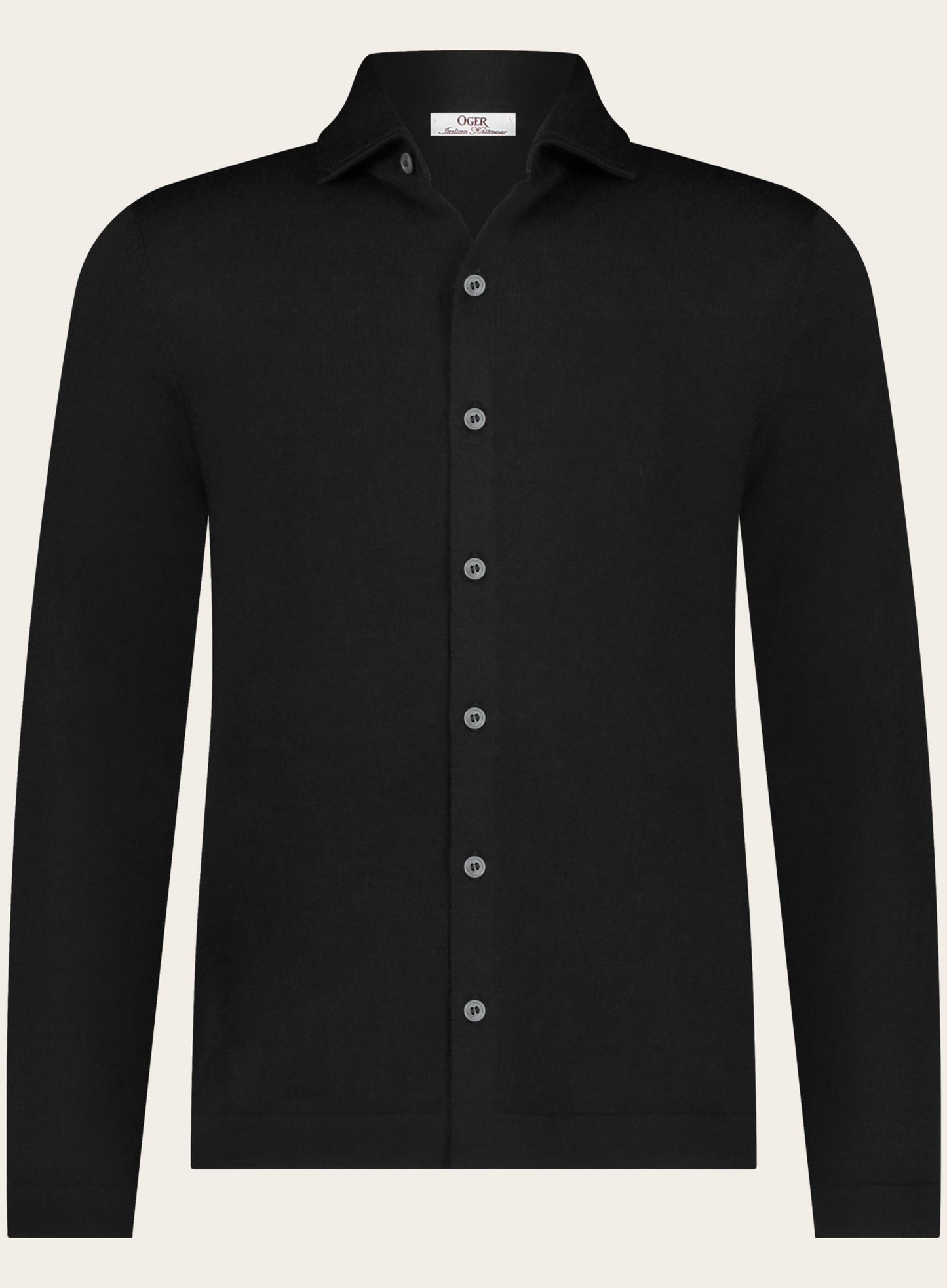 Lange mouw polo cardigan | Zwart 