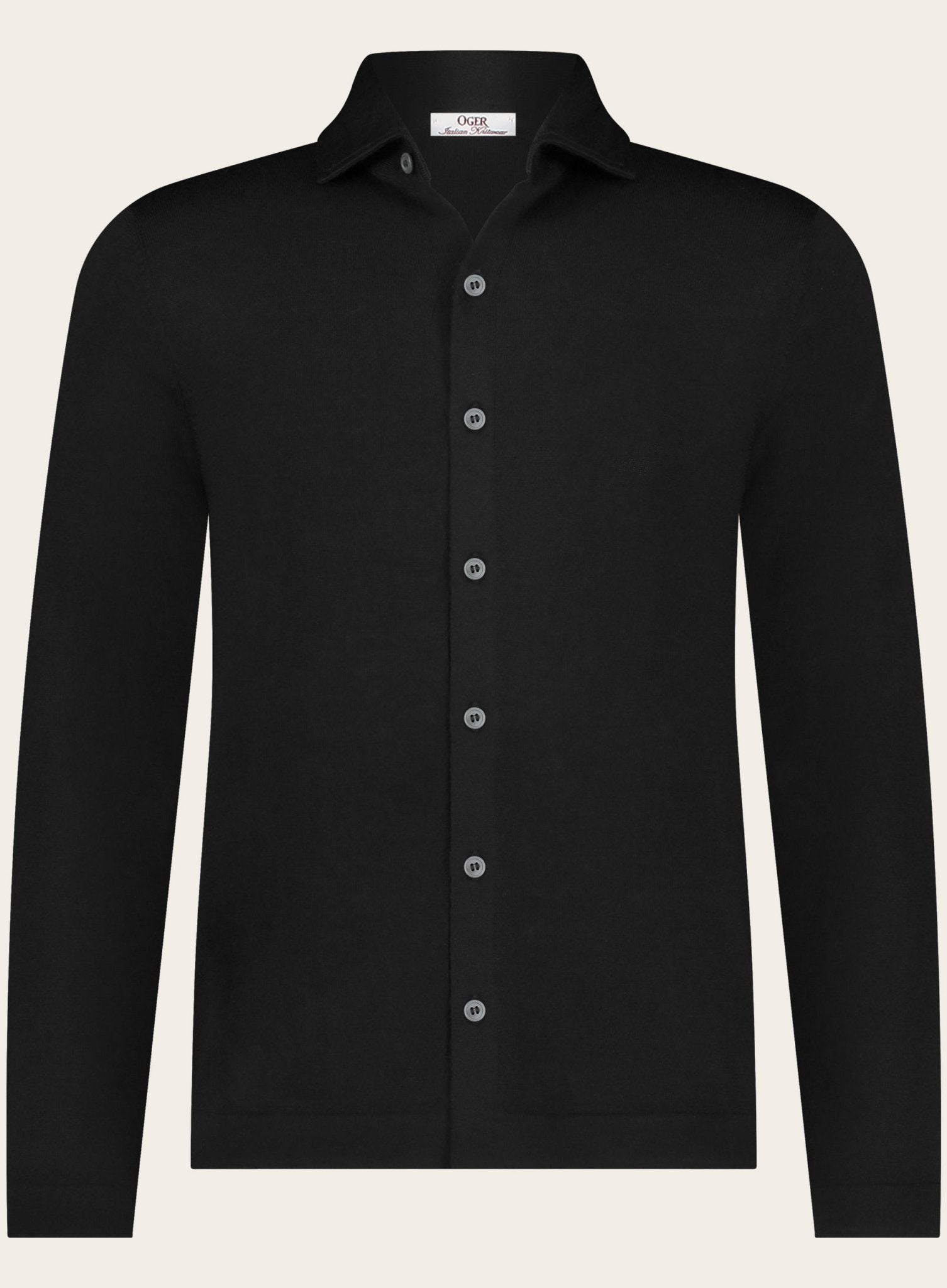 Lange mouw polo cardigan | Zwart 