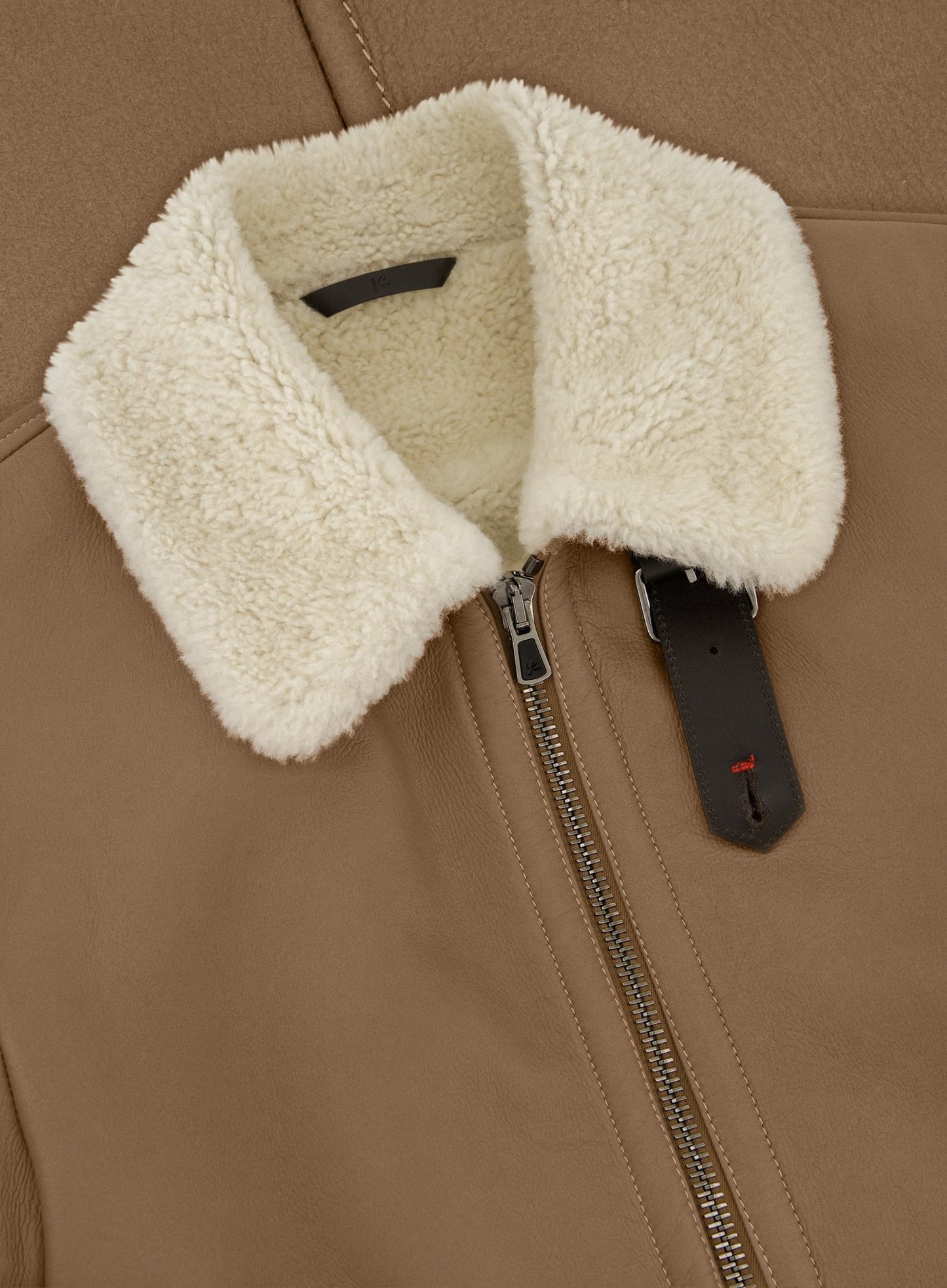 Shearling bomber van leer | Camel