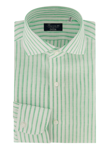 Gestreept napoli shirt van linnen | Groen
