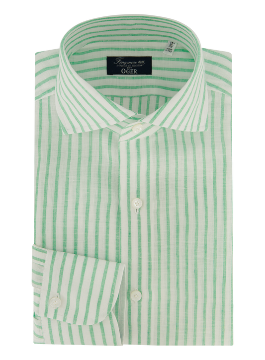 Gestreept napoli shirt van linnen | Groen