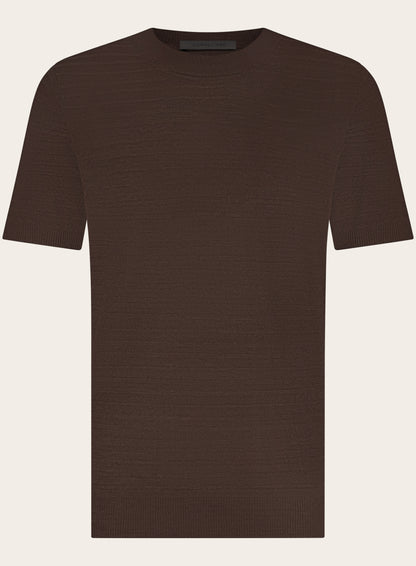 Gemêleerd T-shirt van linnen en zijde | Roest