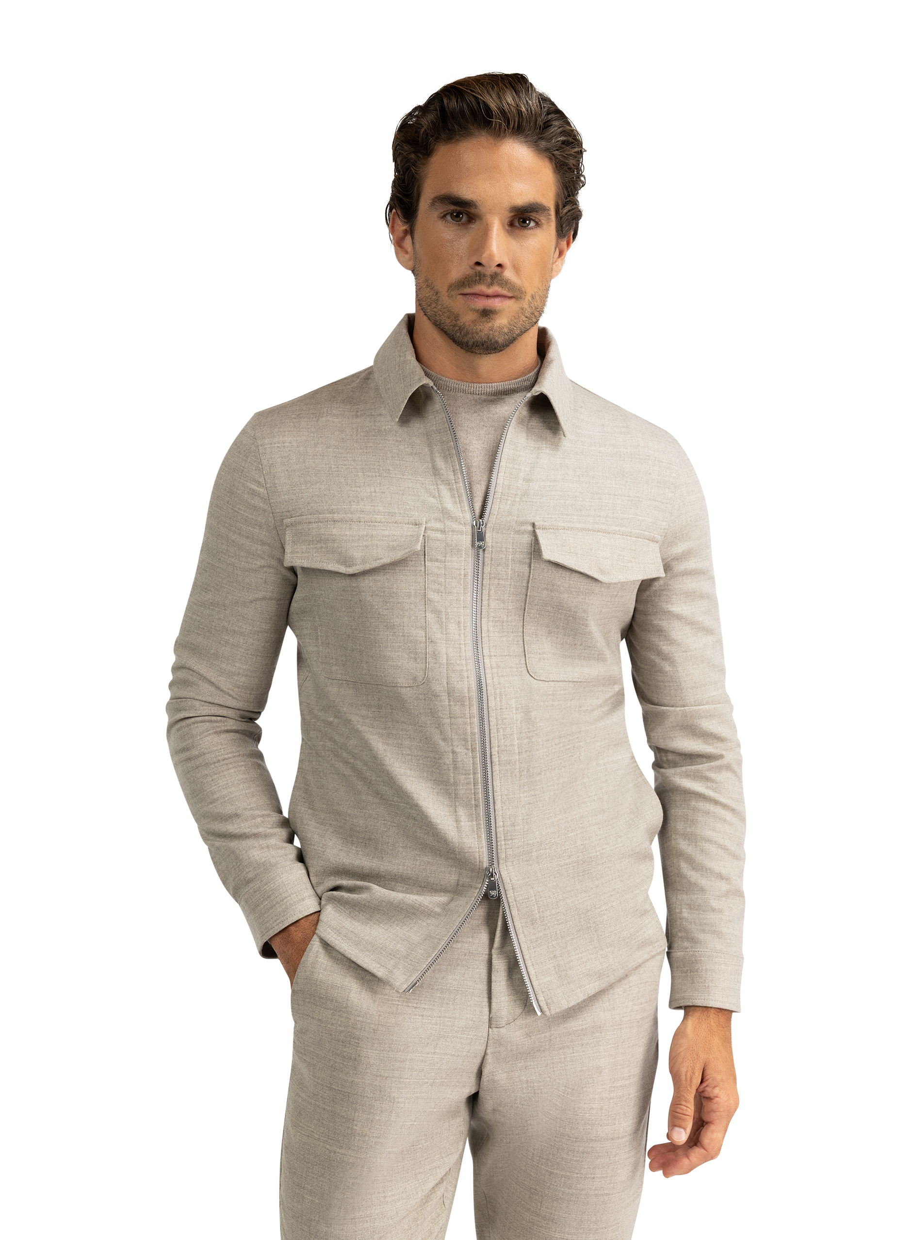 Urus overshirt van wol en cashmere | FULL_WIDTH | MODEL |  Beige