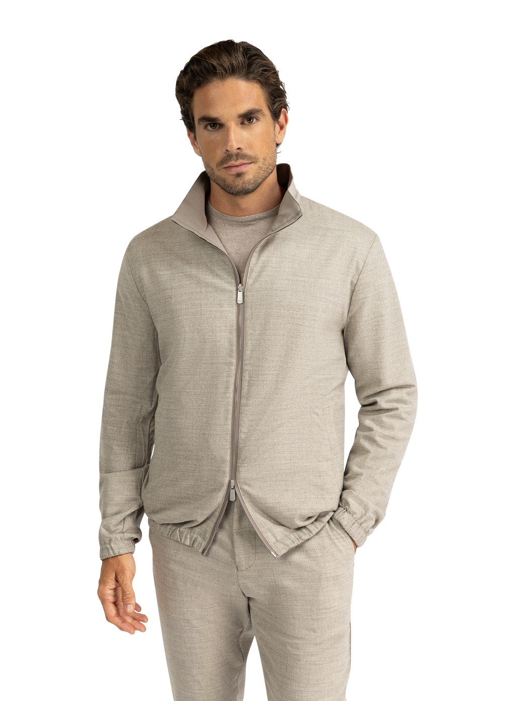 Reversible jack van wol en cashmere |  FULL_WIDTH | MODEL | Beige
