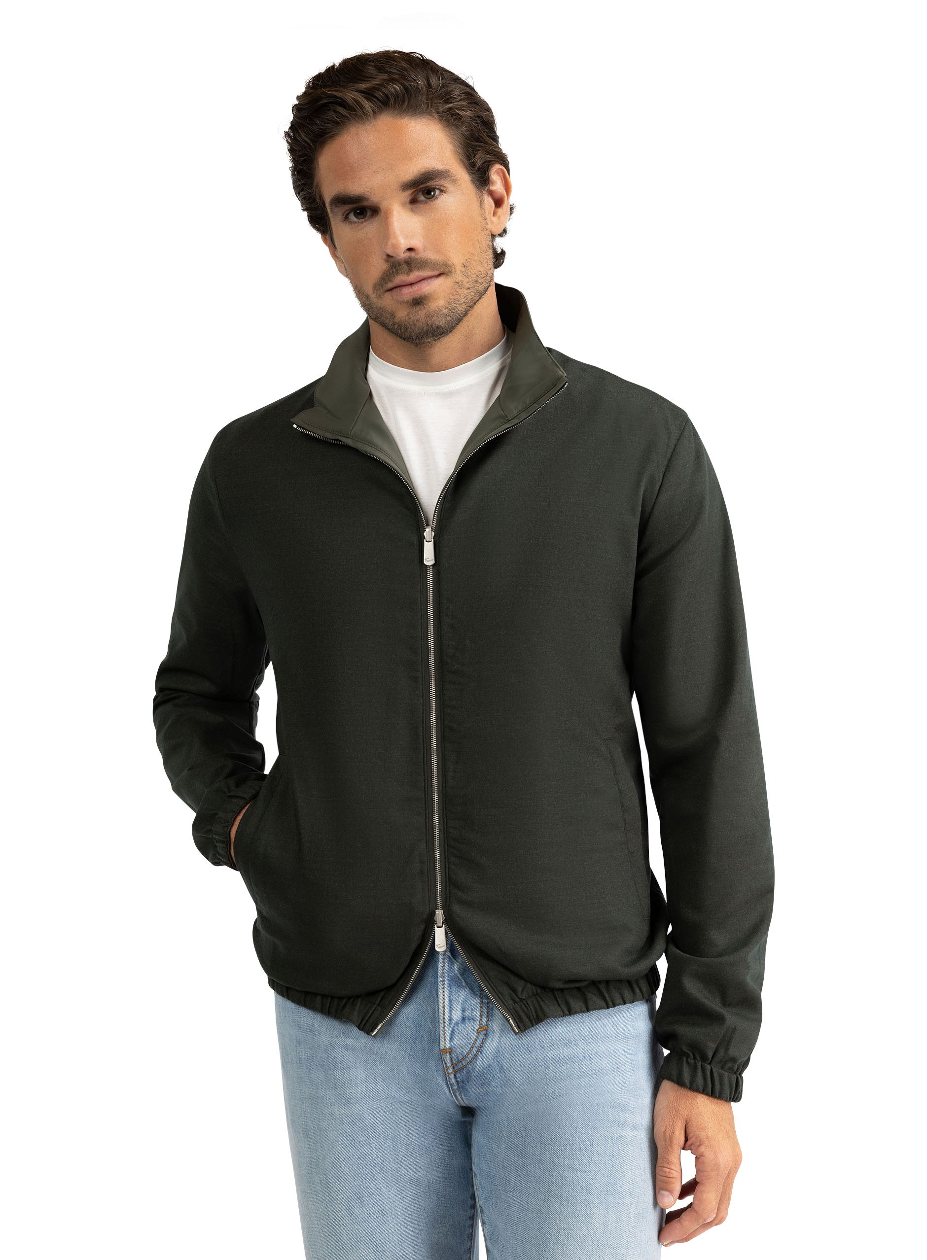 Reversible jack van wol en cashmere | Groen 