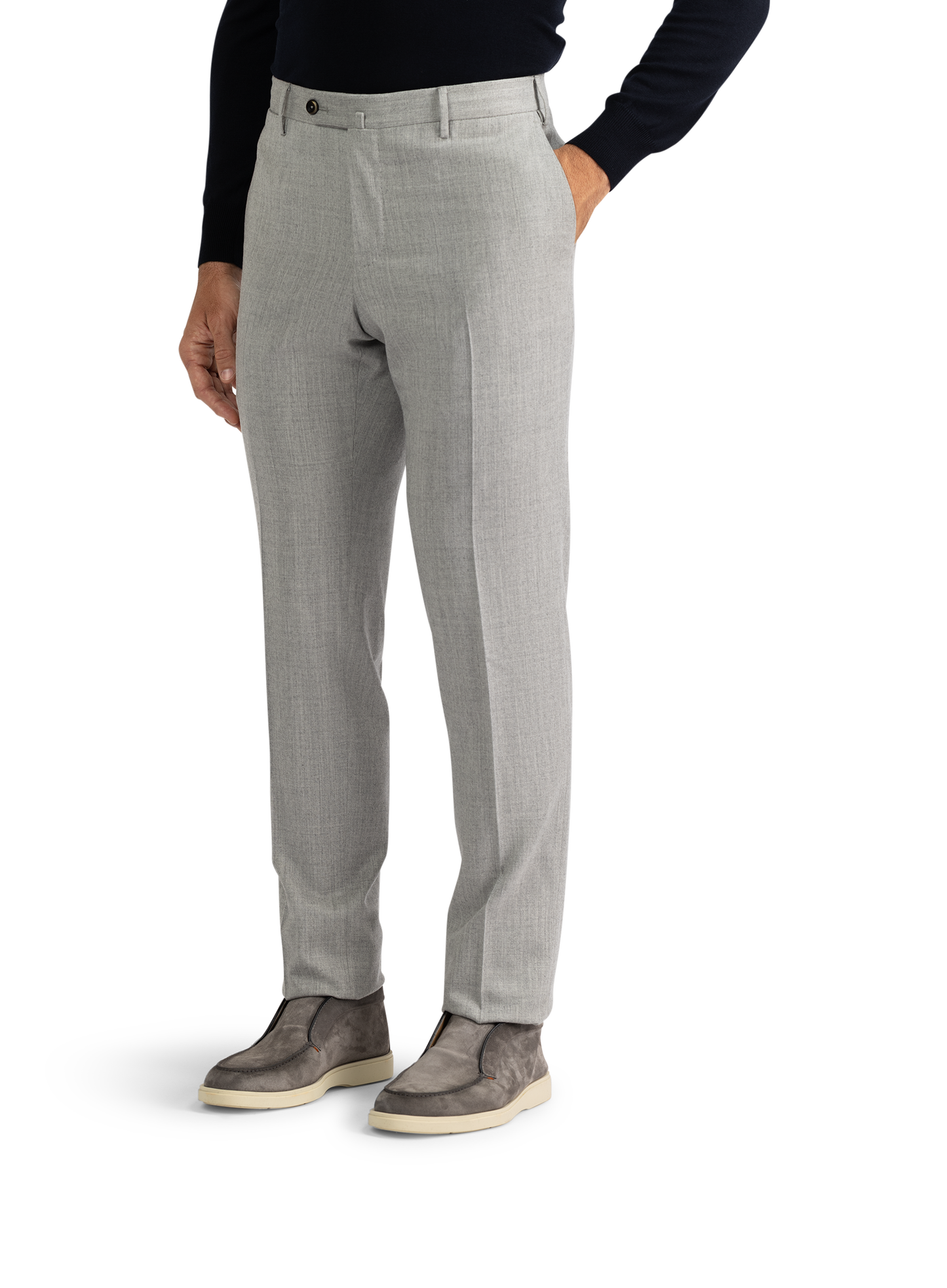 Pantalon van wol en zijde | L.Grijs