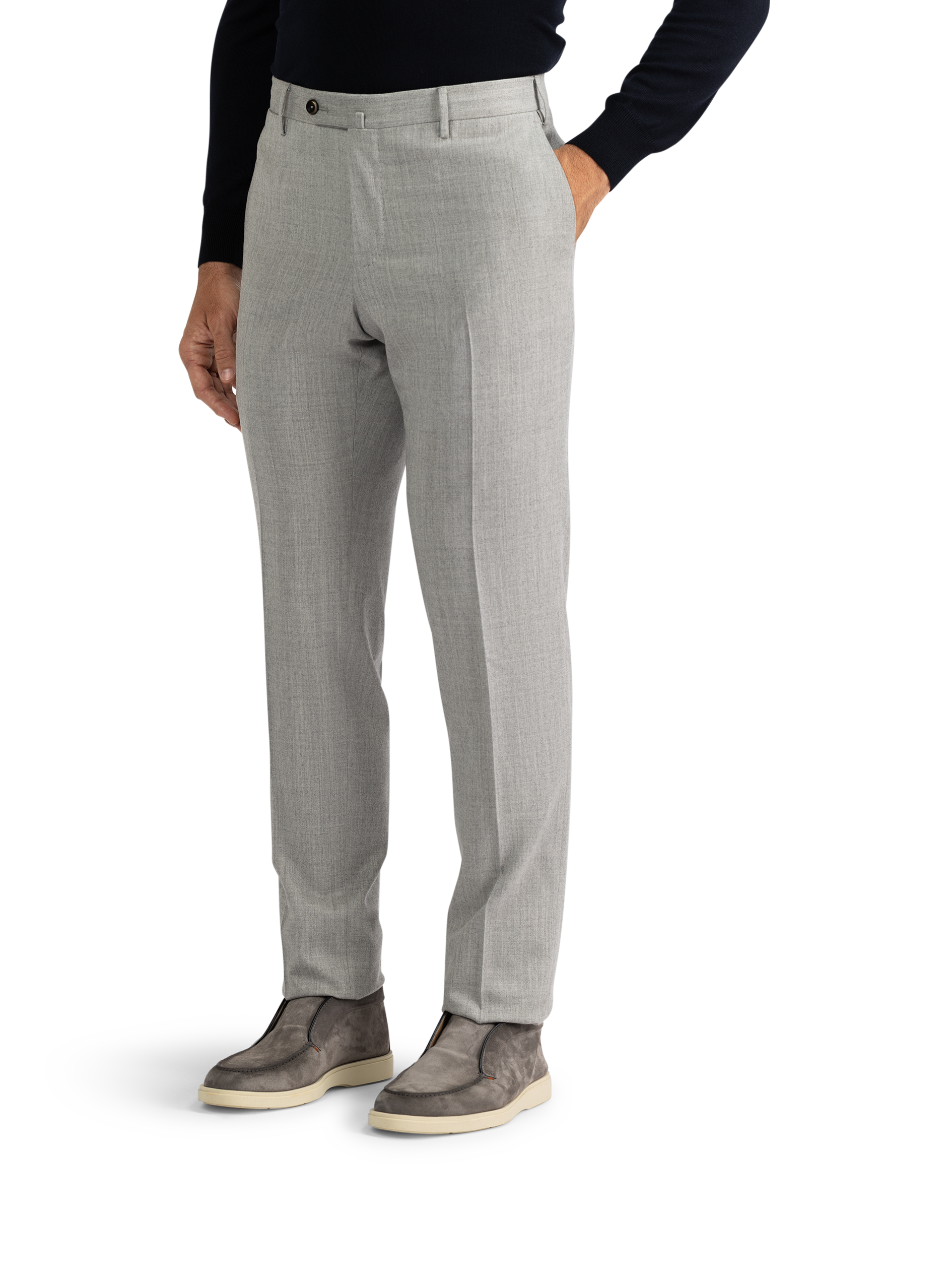 Pantalon van wol en zijde | L.Grijs