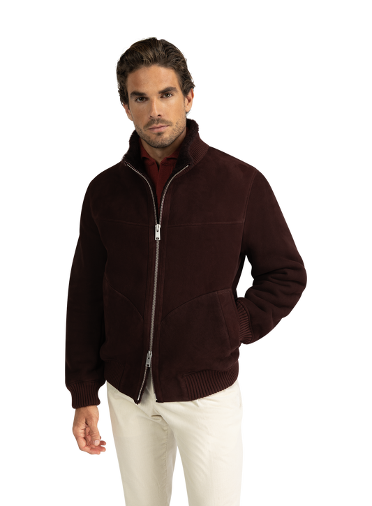 AREK shearling jack van suède | DARK BORDEAUX