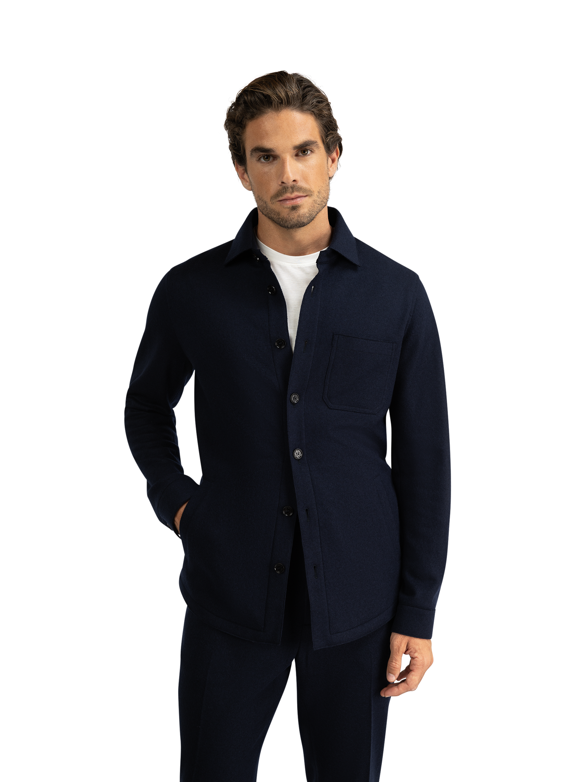 Overshirt van wol en cashmere | BLUE NAVY