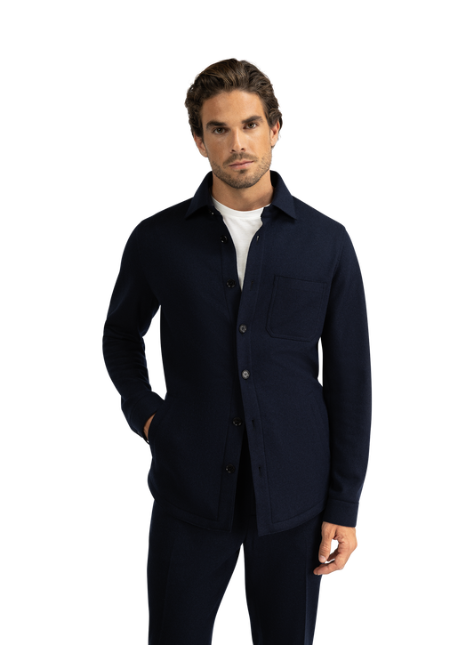 Overshirt van wol en cashmere | BLUE NAVY