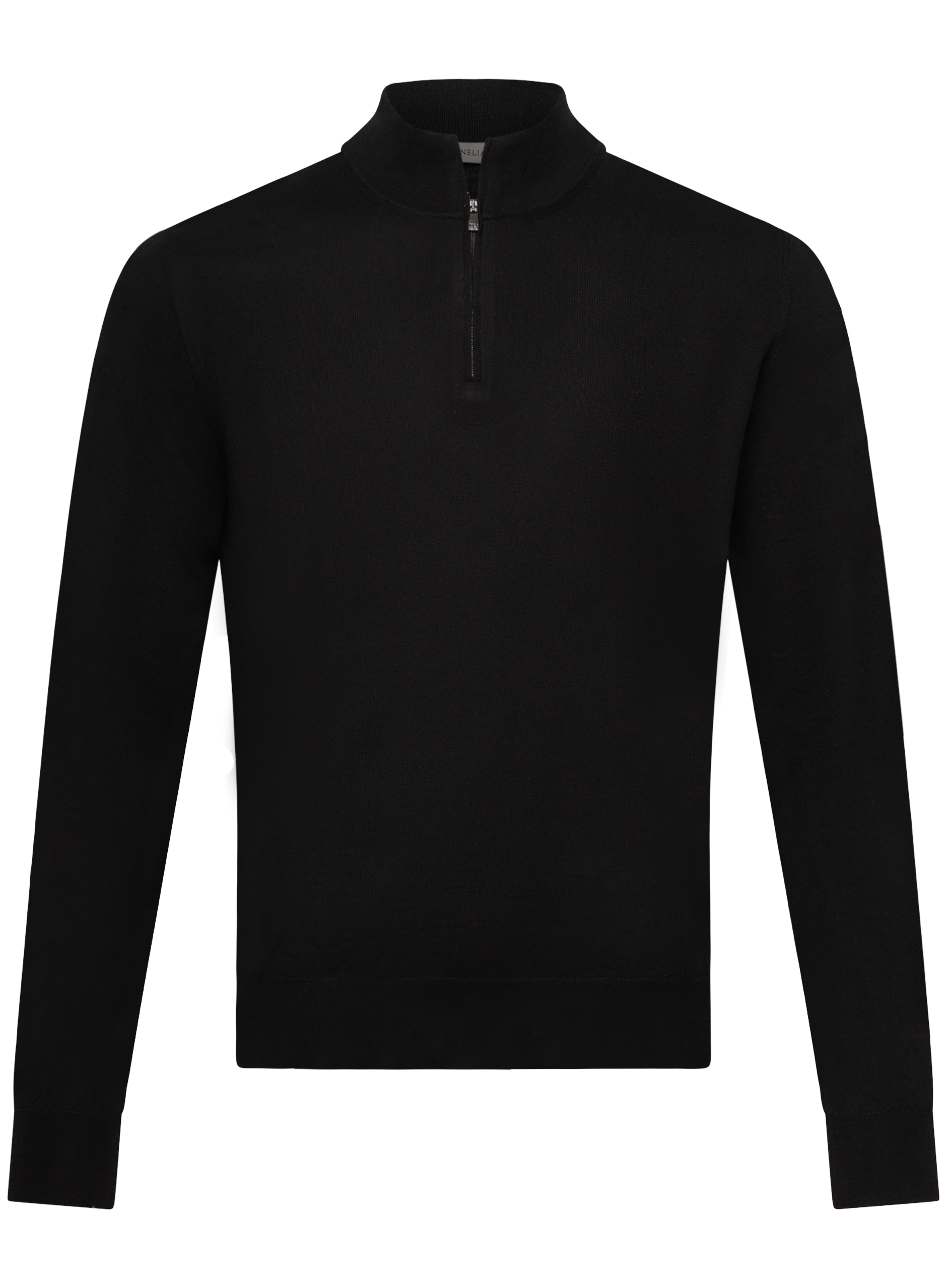 Half-zip vest van virgin wol | Zwart