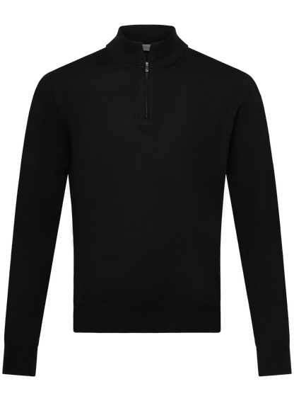 Half-zip vest van virgin wol | Zwart
