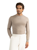 Crewneck met lange mouwen van cashmere | TAUPE