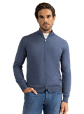 Ritsvest van virgin wol | MODEL | | JEANS BLAUW