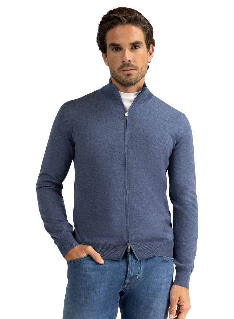 Ritsvest van virgin wol | MODEL | | JEANS BLAUW
