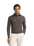 Lange mouwen polo van virgin wol | MODEL | FULL_WIDTH | TAUPE BRUIN