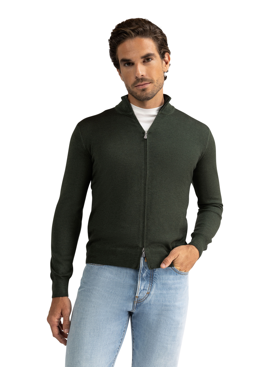 Virgin wollen ritsvest | MODEL | FULL_WIDTH | Groen