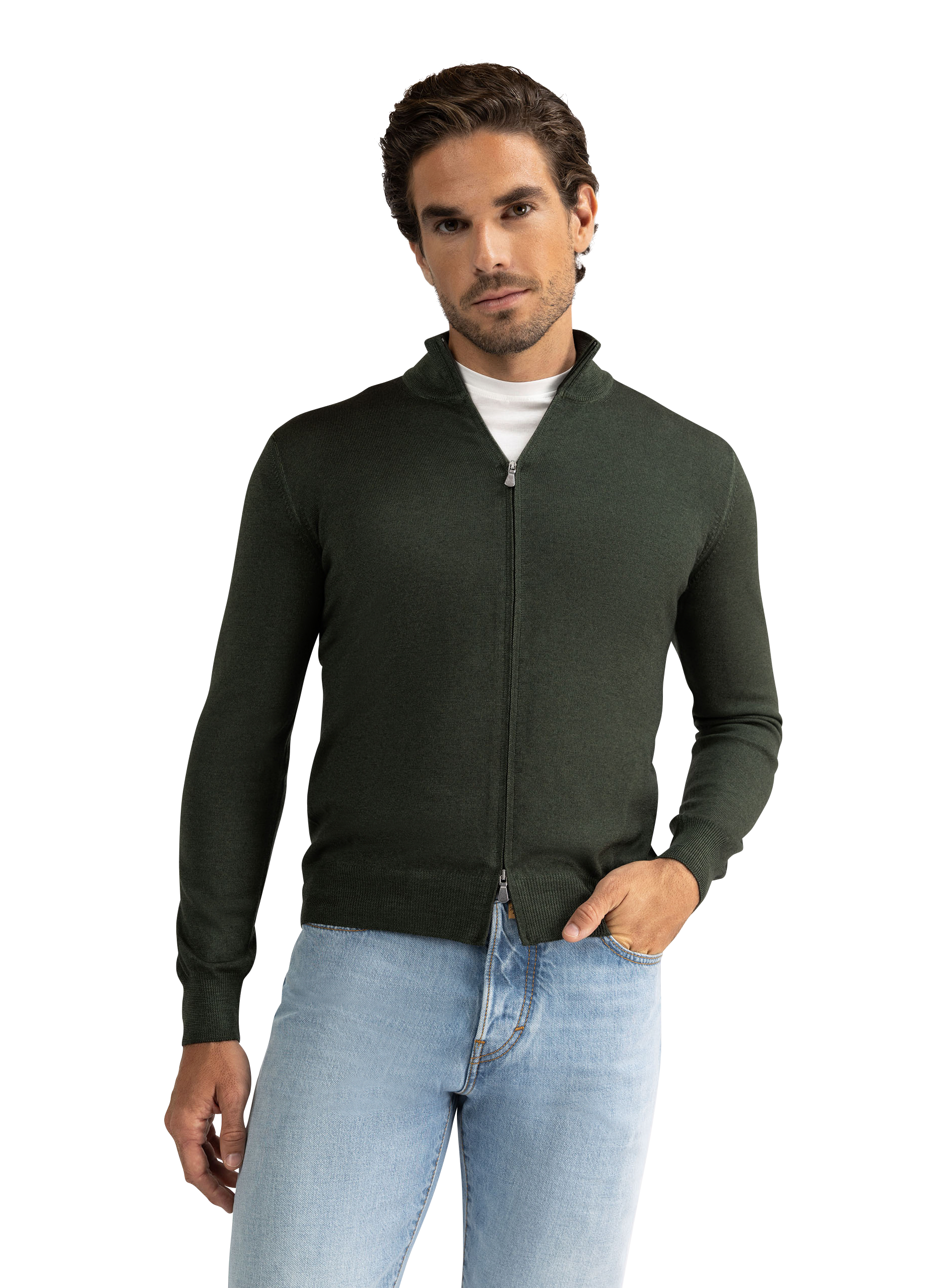 Virgin wollen ritsvest | MODEL | FULL_WIDTH | Groen