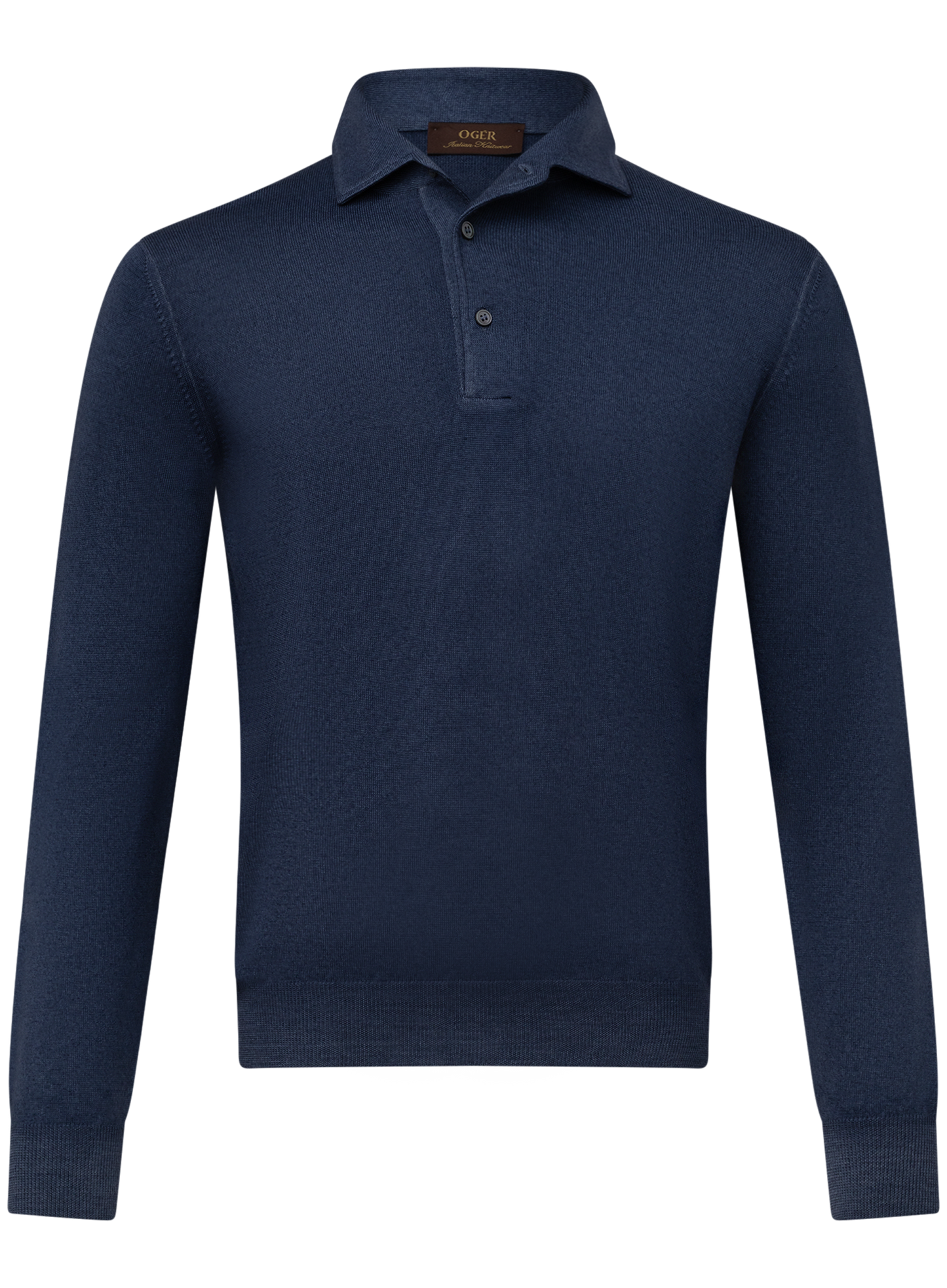 Longsleeve polo van wol | JEANS BLAUW