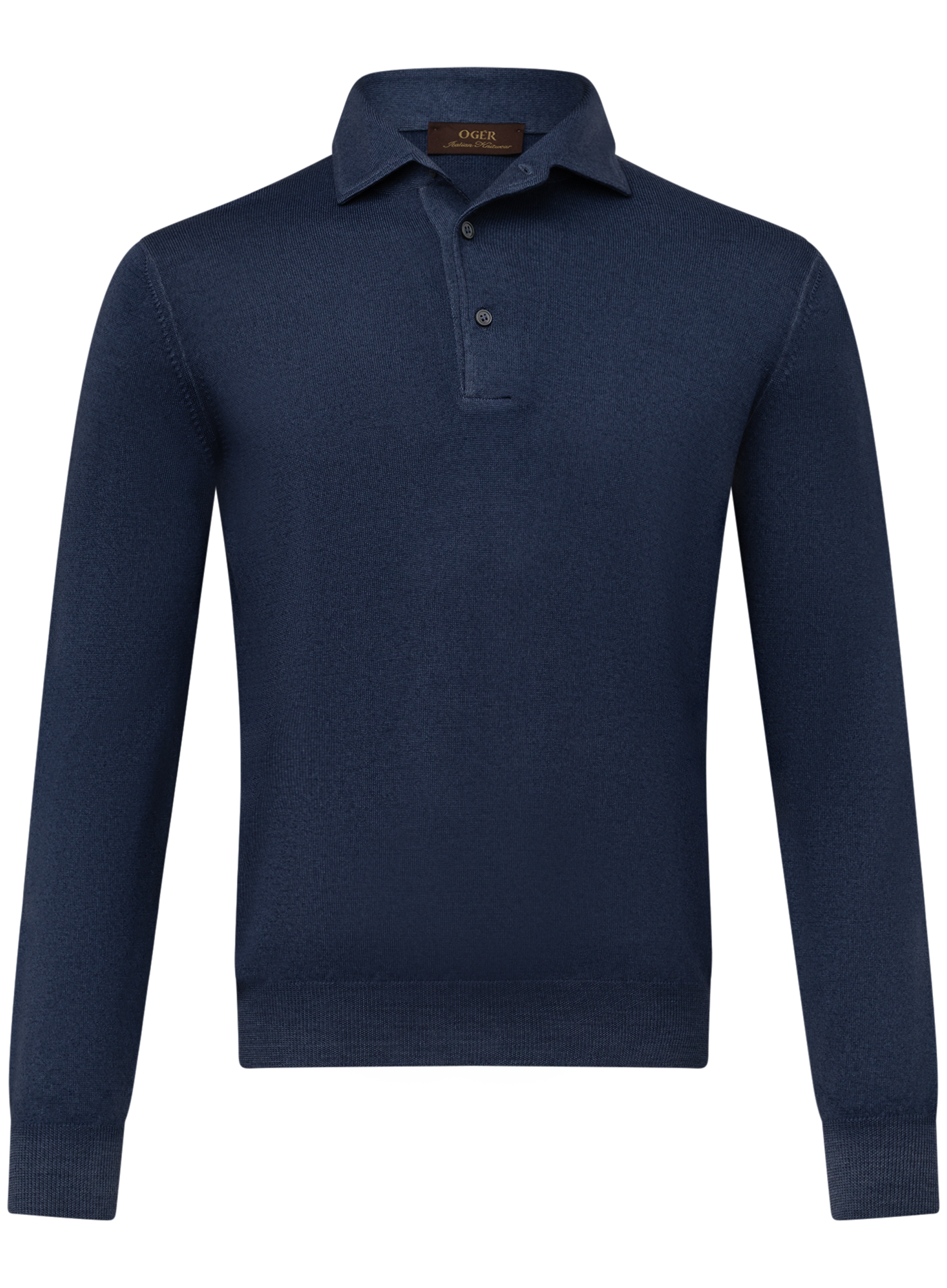 Longsleeve polo van wol | JEANS BLAUW