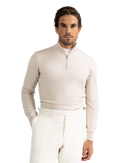 Half-zip trui van wol | MODEL | FULL_WIDTH | L.BEIGE