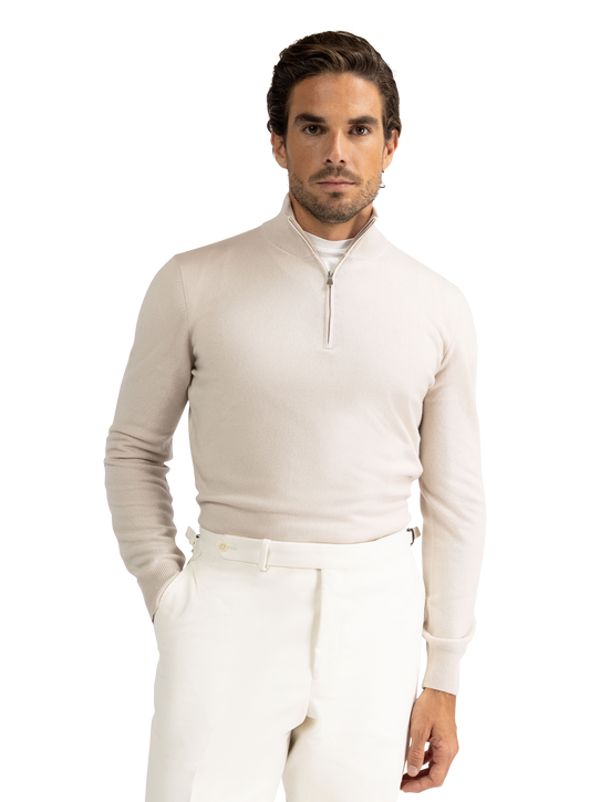 Half-zip trui van wol | L.BEIGE