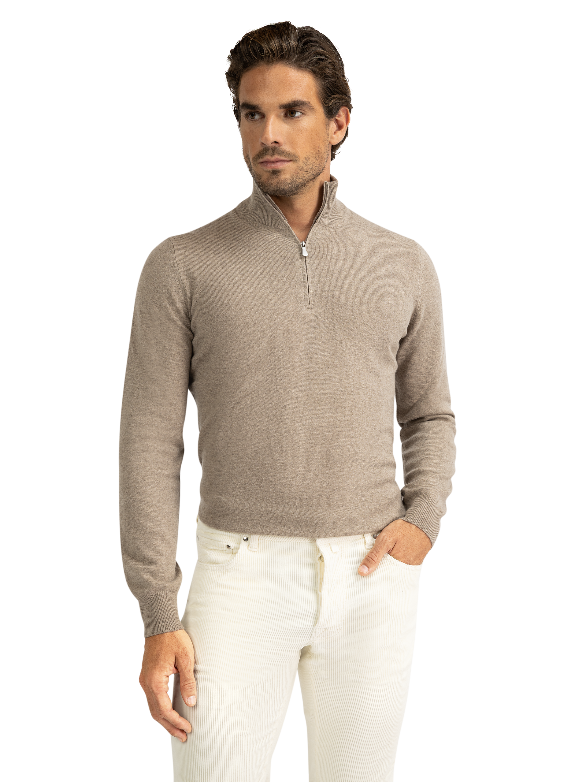 Half-zip trui van wol | Beige
