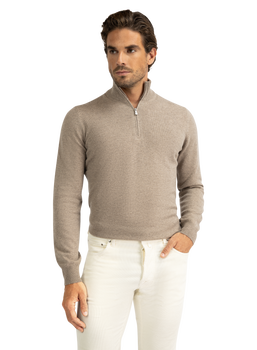 Half-zip trui van wol | Beige