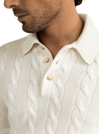 Kabelgebreide polo van wol en cashmere | FULL_WIDTH | Wit