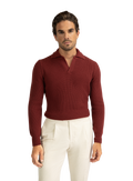 Buttonless polo van wol | MODEL | FULL_WIDTH | Roest
