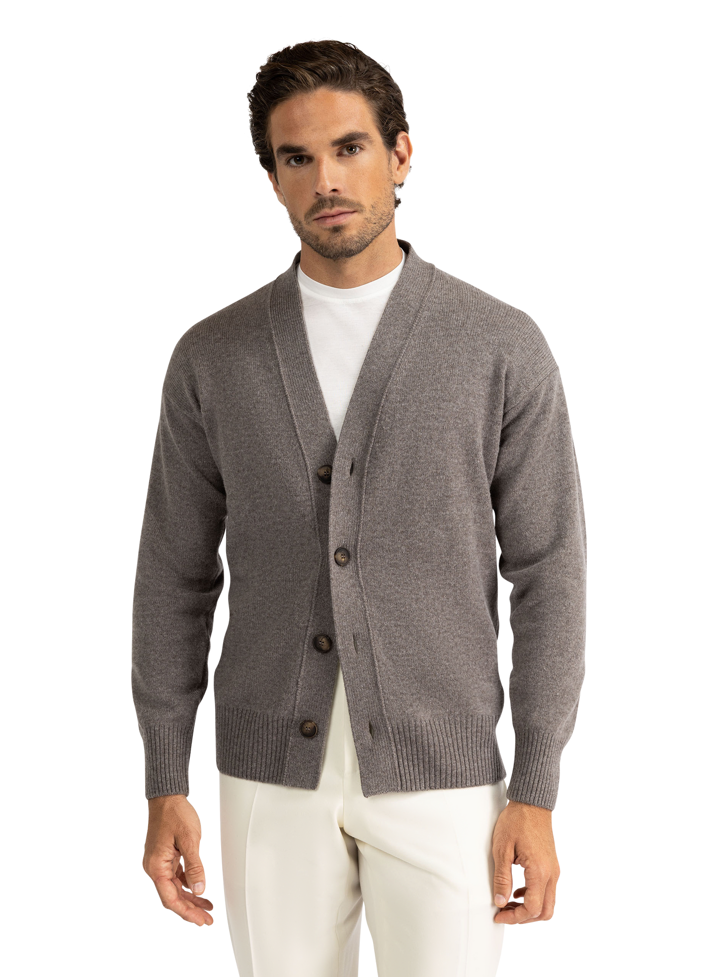 Cardigan van virgin wol | TAUPE