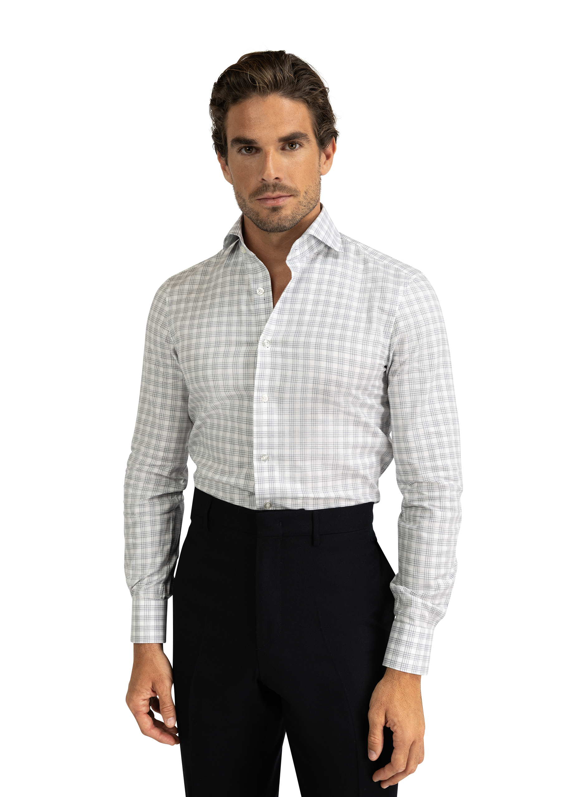 Glencheck shirt van katoen | Grijs