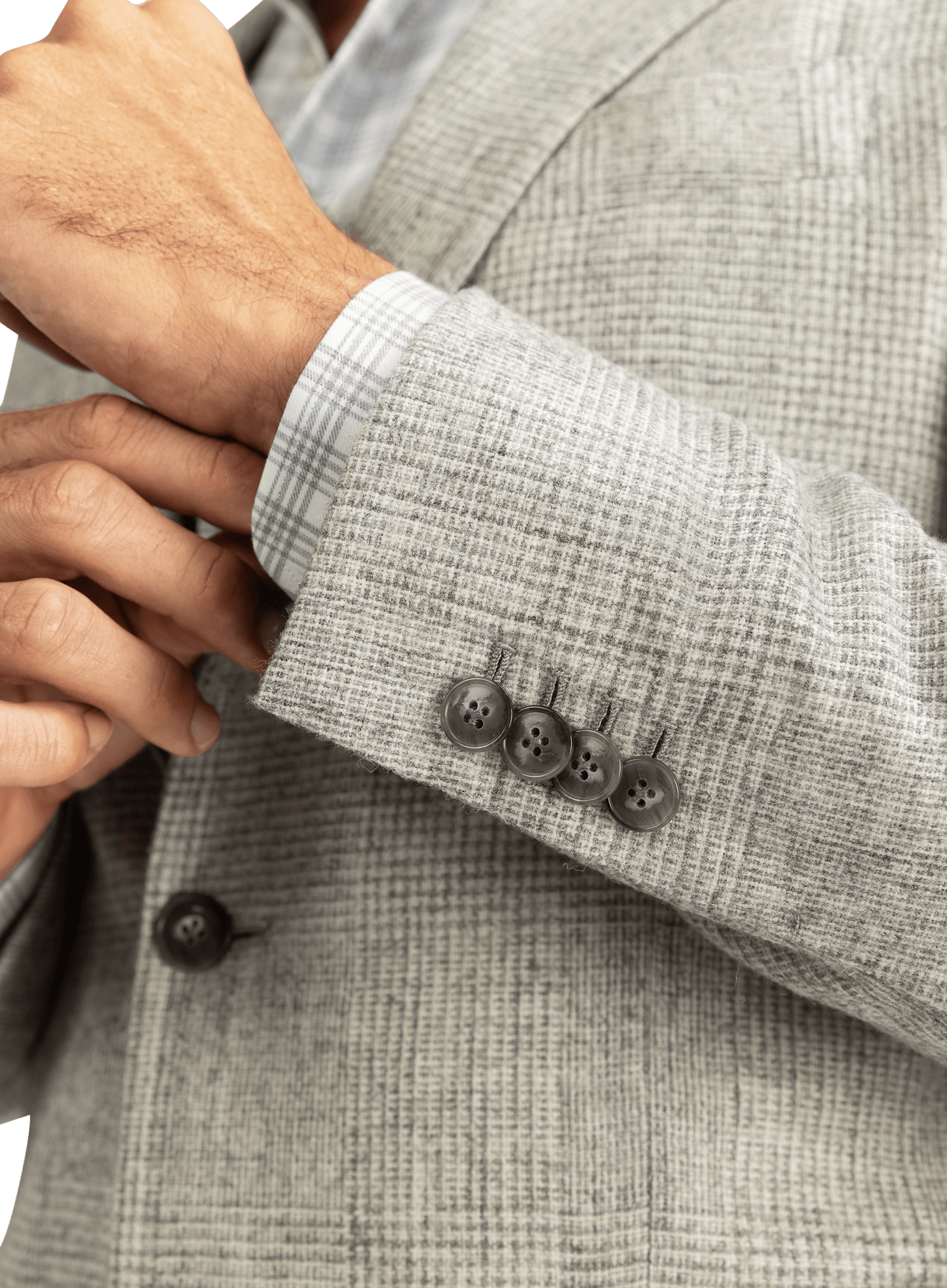 Glencheck jasje van wol en alpaca | FULL_WIDTH | Grijs