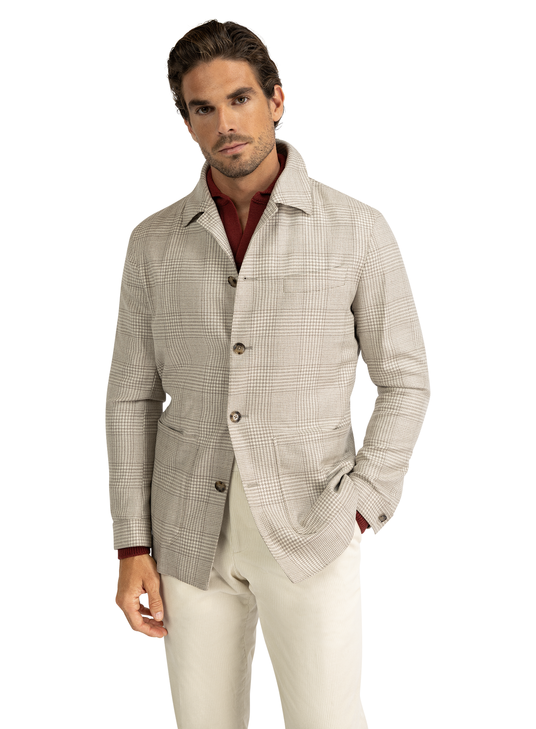 Shirt jacket van wol | TAUPE BEIGE