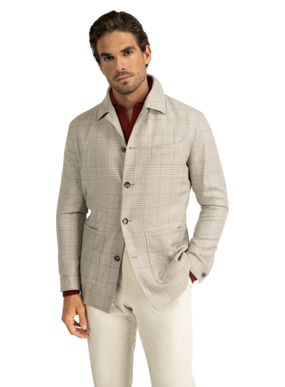 Shirt jacket van wol | TAUPE BEIGE