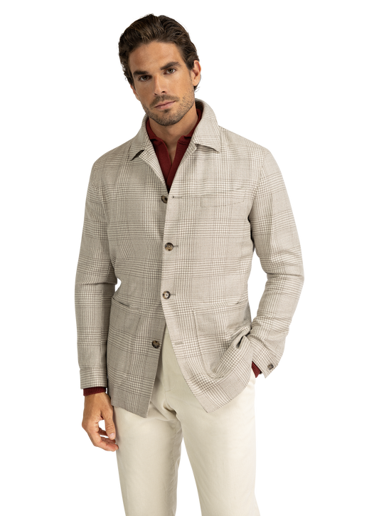 Shirt jacket van wol | TAUPE BEIGE