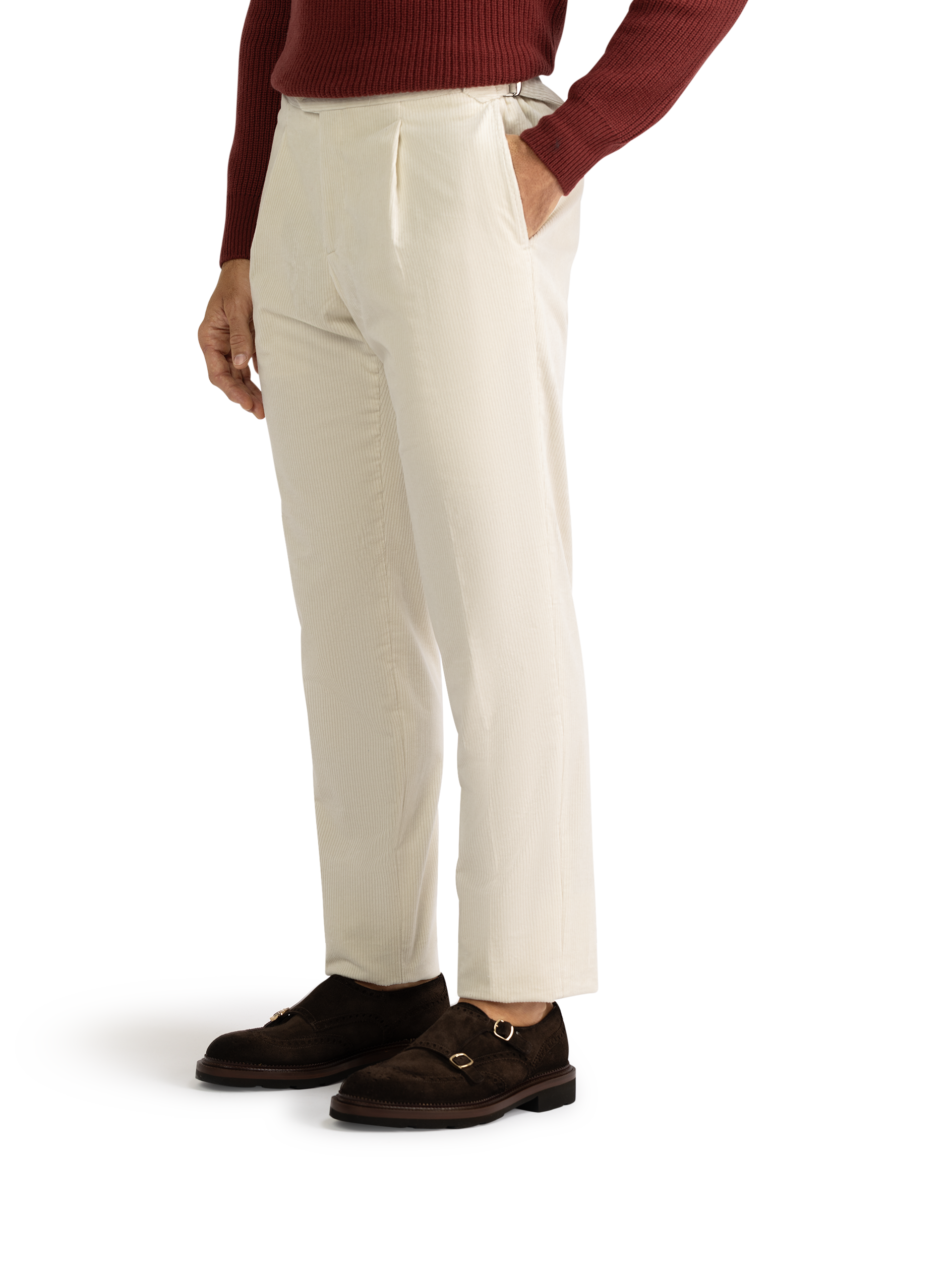 Corduroy pantalon van katoen | MODEL | FULL_WIDTH | Wit