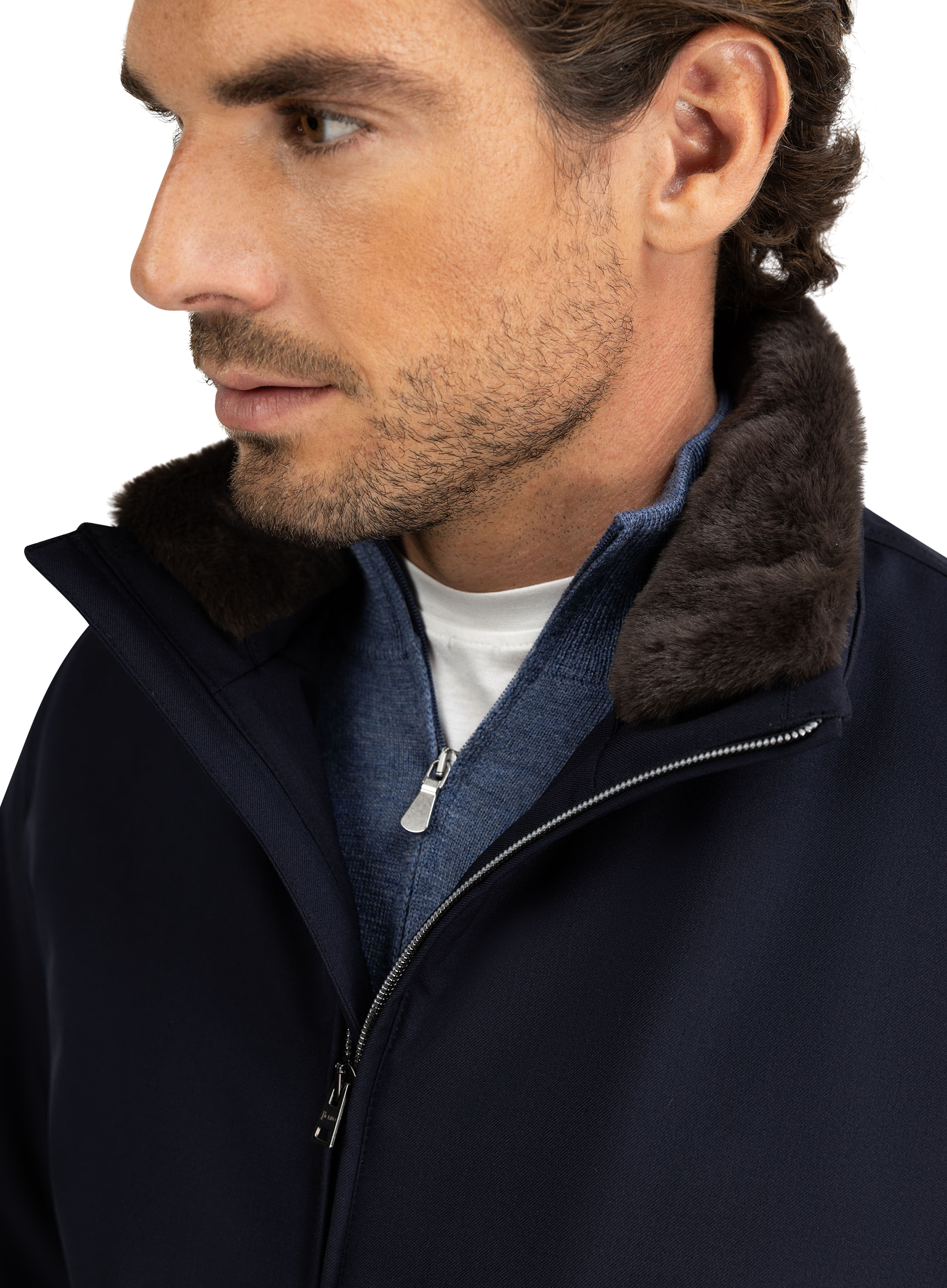 Bomberjack met opstaande kraag | FULL_WIDTH | D.blauw
