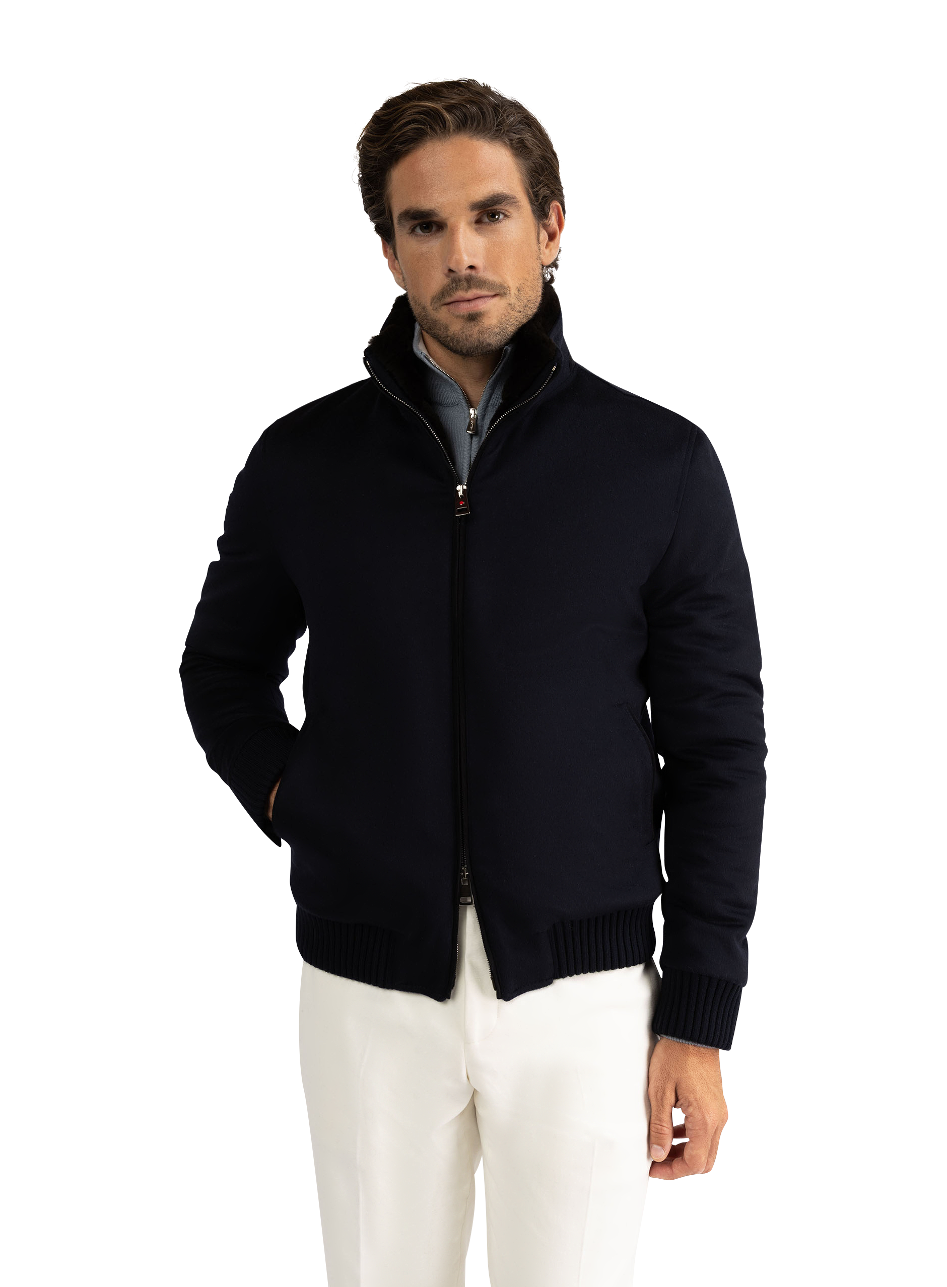Bomber jack van cashmere | BLUE NAVY