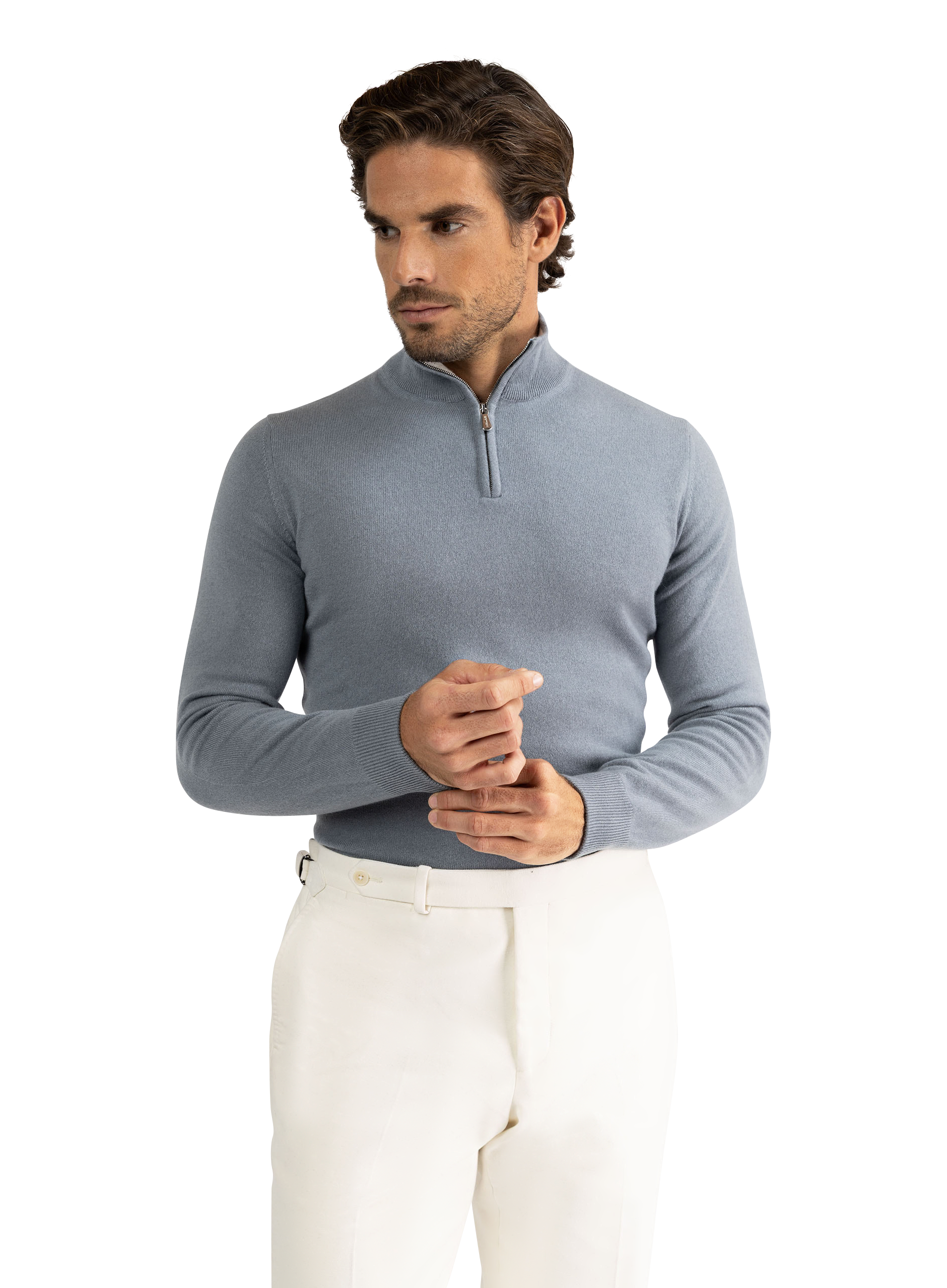 Half-zip trui van cashmere | L.Blauw