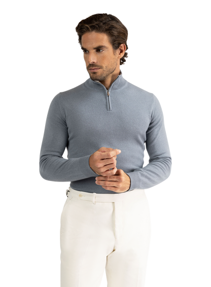 Half-zip trui van cashmere | L.Blauw