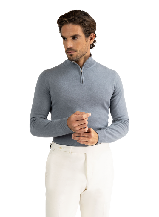 Half-zip trui van cashmere | L.Blauw