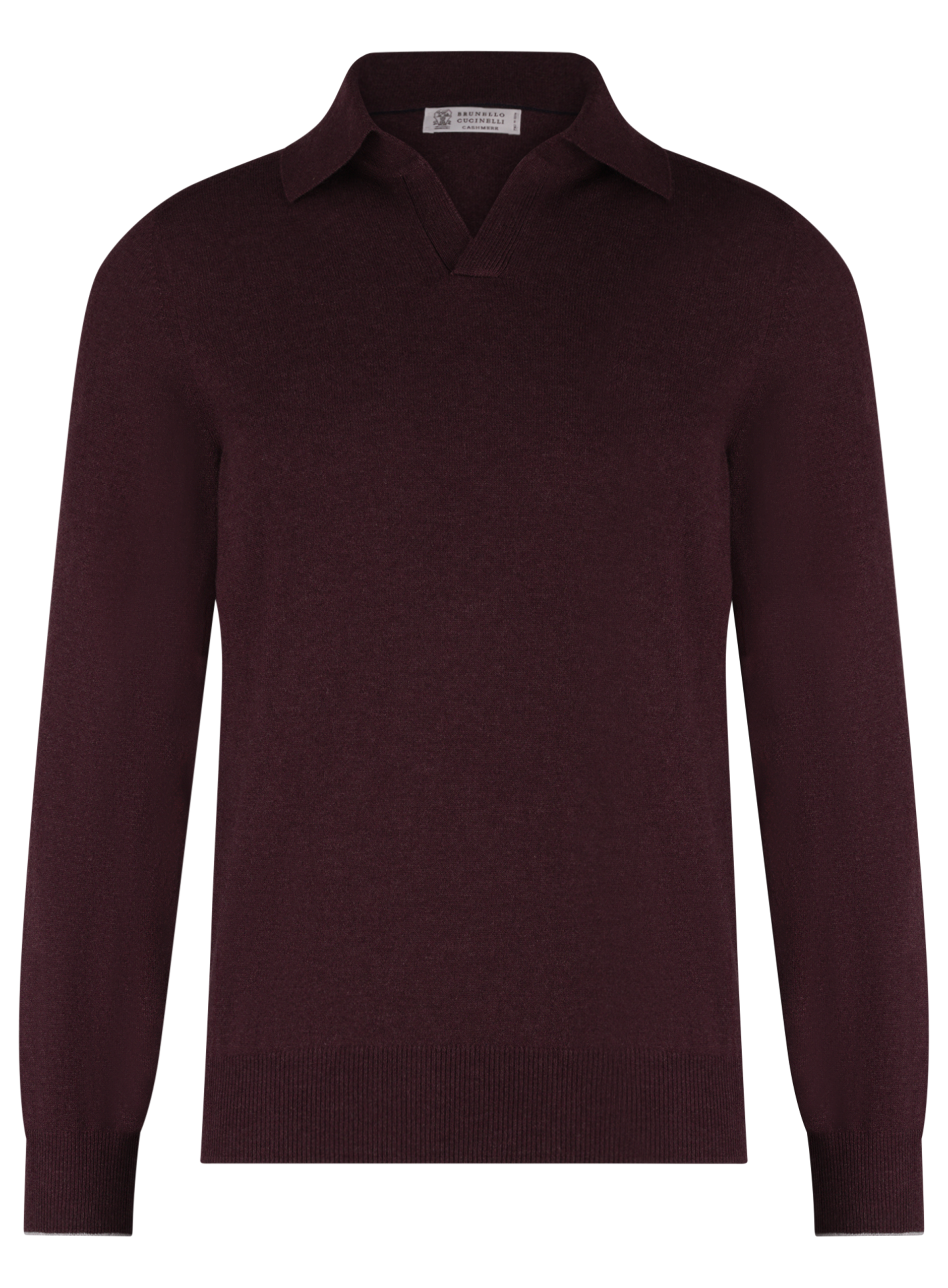 Buttonless polo van cashmere | DARK BORDEAUX