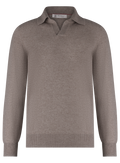 Buttonless polo van cashmere | TAUPE